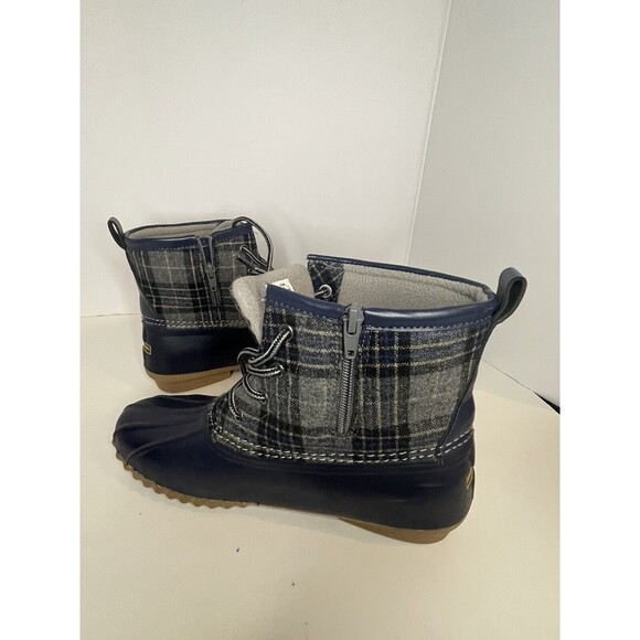 UNIONBAY  Duck Boots Size 10 Navy Plaid Rubber Sole - Picture 4 of 5